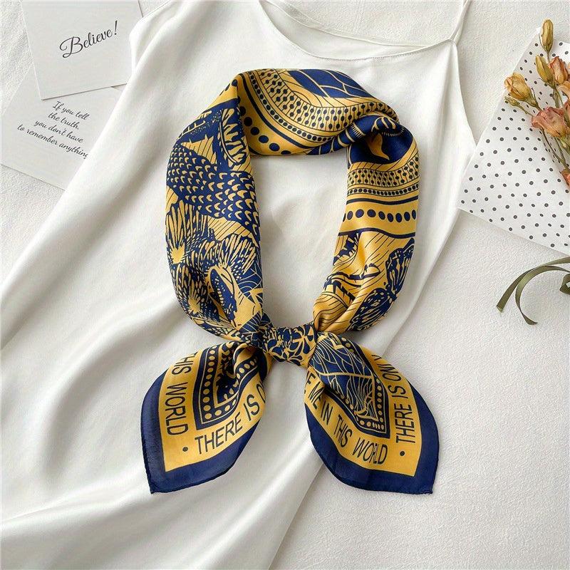 Boho Forest Print Silk Square Scarf Neckerchief Bandana