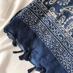 Vintage Paisley Print Tassel Scarf Boho Shawl Women Head Wrap
