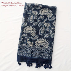 Vintage Paisley Print Tassel Scarf Boho Shawl Women Head Wrap