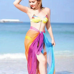  Chiffon Scarf Gradient Beach Bikini Cover Up Casual Sunscreen Shawl