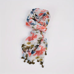Ginkgo Leaf Print Scarf Bohemian Tassel Shawl Warm Vintage Sunscreen Head Wrap