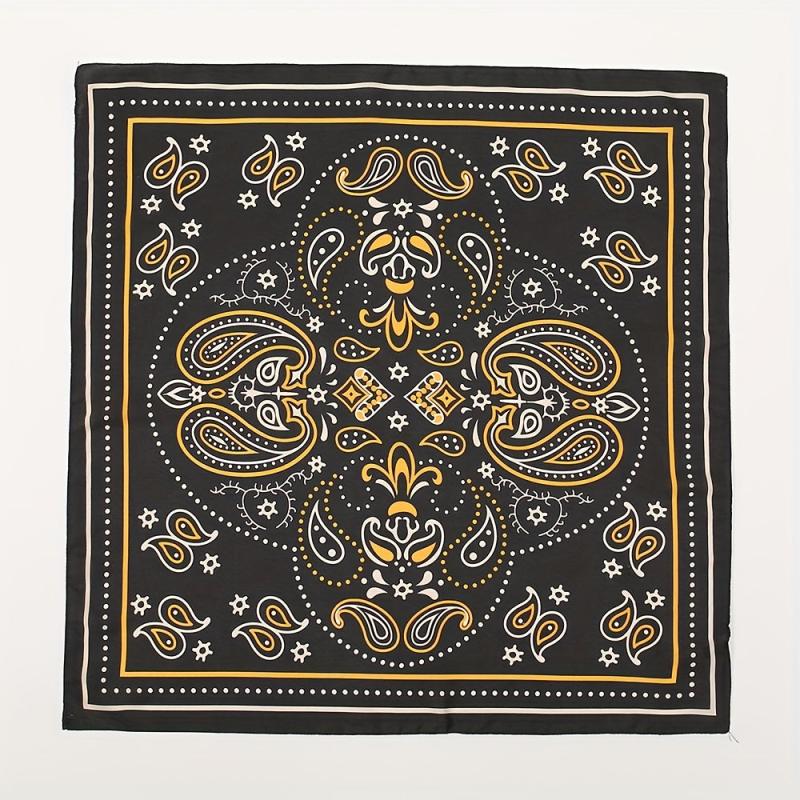 Geometric Paisley Print Bandana Square Scarf Satin Neckerchief