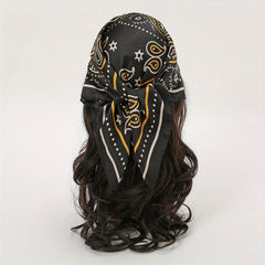 Geometric Paisley Print Bandana Square Scarf Satin Neckerchief