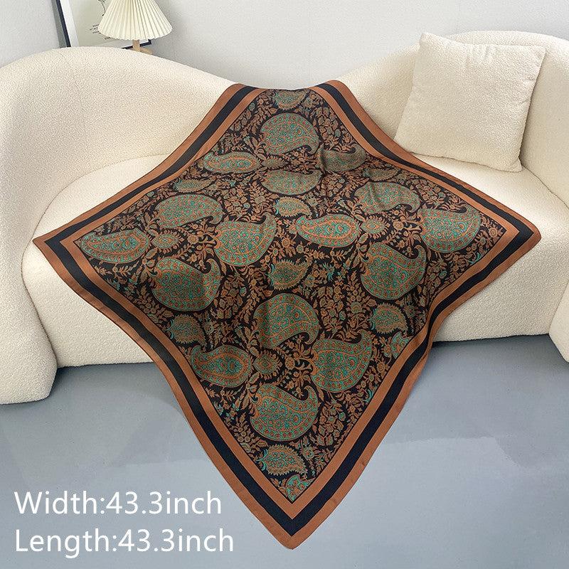 Women's Large Satin Square Scarf Silk Neckerchief Accessory
