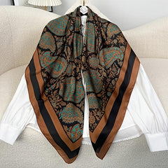 Women's Large Satin Square Scarf Silk Neckerchief Accessory