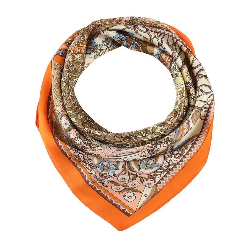 70cm Small Square Scarf Classic Print Women's Neckerchief Windproof Sunscreen