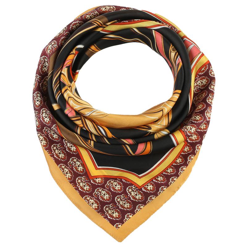 70cm Small Square Scarf Classic Print Women's Neckerchief Windproof Sunscreen