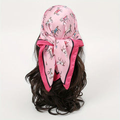 Horse Print Bandana Classic Satin Square Scarf Neckerchief Head Wrap