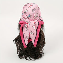 Horse Print Bandana Classic Satin Square Scarf Neckerchief Head Wrap