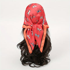 Horse Print Bandana Classic Satin Square Scarf Neckerchief Head Wrap