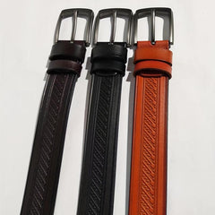 Men's Vintage Plaid Pattern Business Belt
