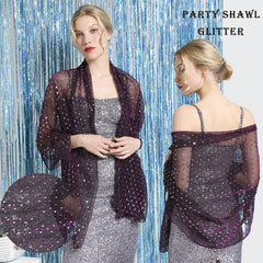 Sequin Shawl Crinkle Decorative Shawl Women Dress Wrap Accessories Cape