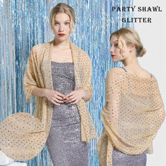 Sequin Shawl Crinkle Decorative Shawl Women Dress Wrap Accessories Cape
