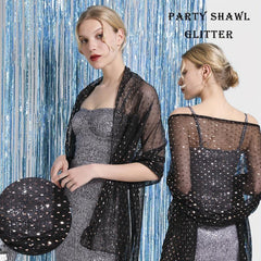 Sequin Shawl Crinkle Decorative Shawl Women Dress Wrap Accessories Cape
