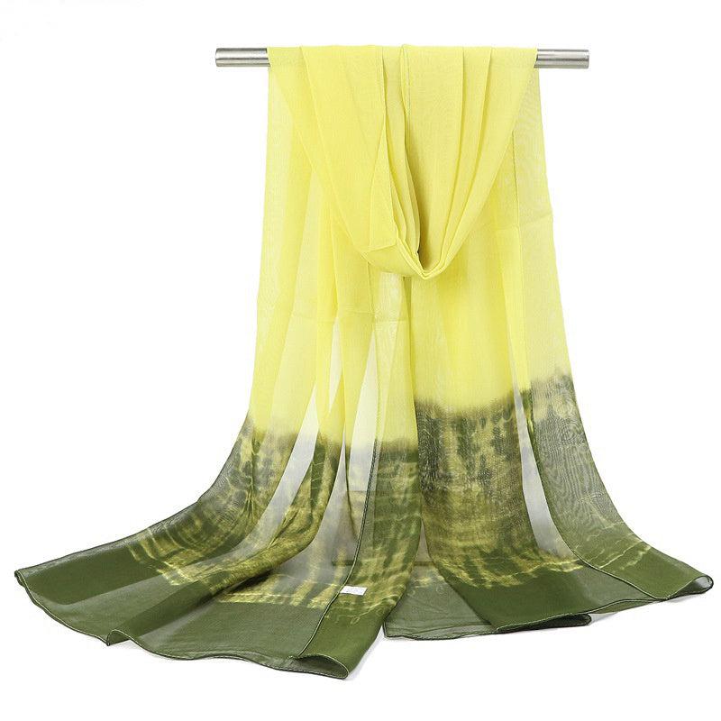 Chiffon Classic Style Ink Gradient Thin Headwrap Large Shawl
