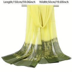 Chiffon Classic Style Ink Gradient Thin Headwrap Large Shawl