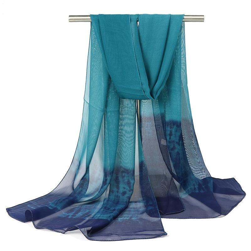 Chiffon Classic Style Ink Gradient Thin Headwrap Large Shawl