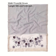 Flower Embroidered Scarf Silk Shawl Wrap Gift For Mother