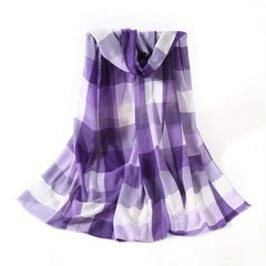 Plaid Print Scarf Shawl Windproof Head Wrap Warm Scarf For Women