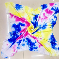 Rainbow Tie Dye Print Scarf Frayed Edge Shawl Casual Breathable