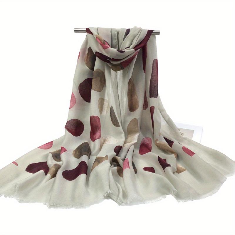 Vintage Ball Print Scarf Frayed Edge Warm Shawl Women Windproof Head Wrap