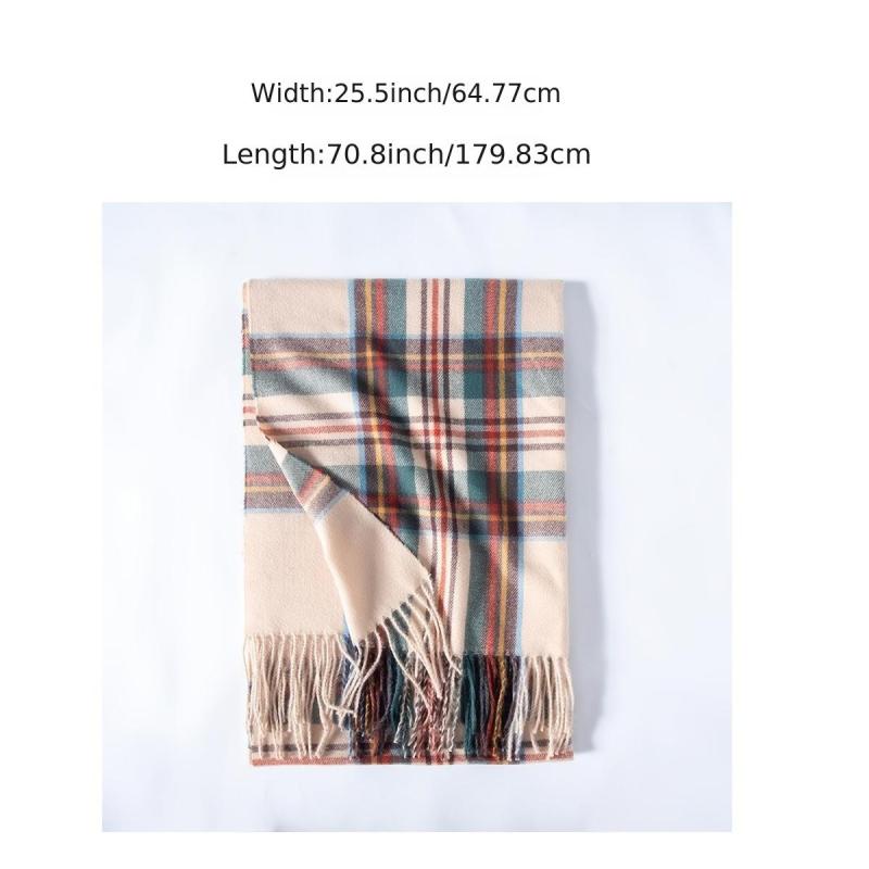 Women's Winter Scarf Large Warm Shawl Tassel Plaid Oversized Scarves
