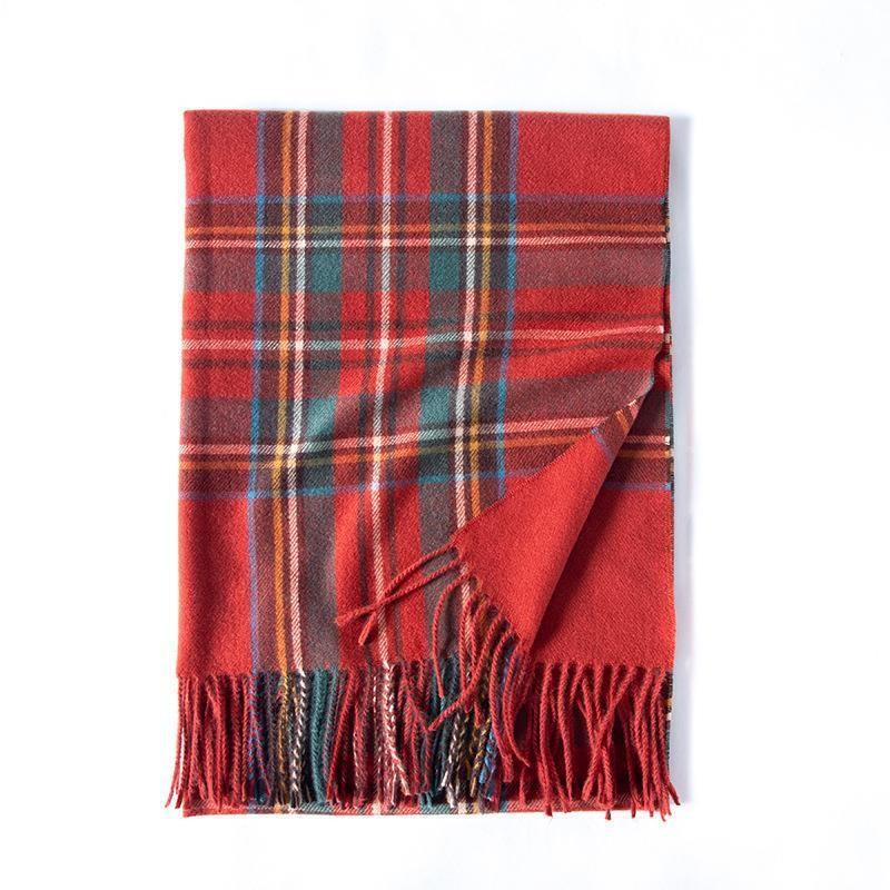 Women's Winter Scarf Large Warm Shawl Tassel Plaid Oversized Scarves