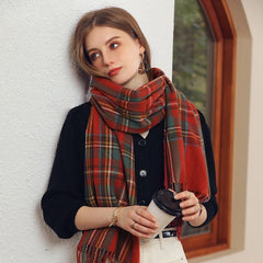 Women's Winter Scarf Large Warm Shawl Tassel Plaid Oversized Scarves