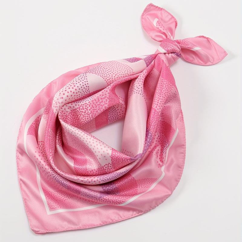 Pink Circles Print Bandana Casual Square Scarf Women Head Wrap Hair Accessories