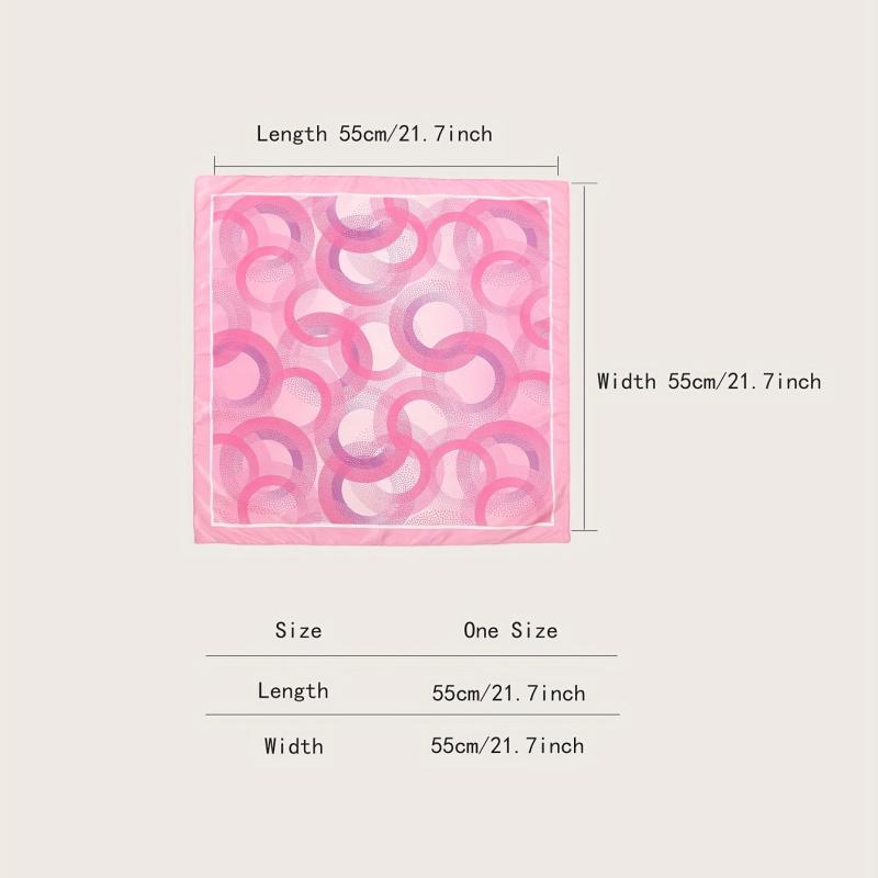 Pink Circles Print Bandana Casual Square Scarf Women Head Wrap Hair Accessories