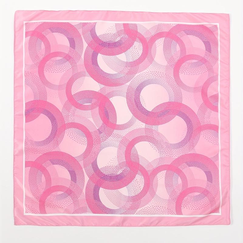 Pink Circles Print Bandana Casual Square Scarf Women Head Wrap Hair Accessories