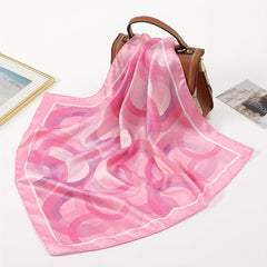 Pink Circles Print Bandana Casual Square Scarf Women Head Wrap Hair Accessories