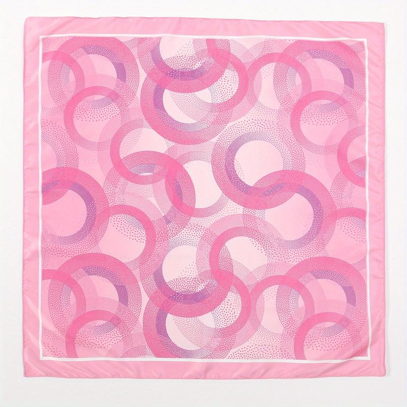 Pink Circles Print Bandana Casual Square Scarf Women Head Wrap Hair Accessories