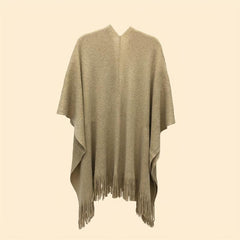 Light Tan Knit Shawl Tassel Sparkly Wraps Women's Windproof Warm Poncho Cape