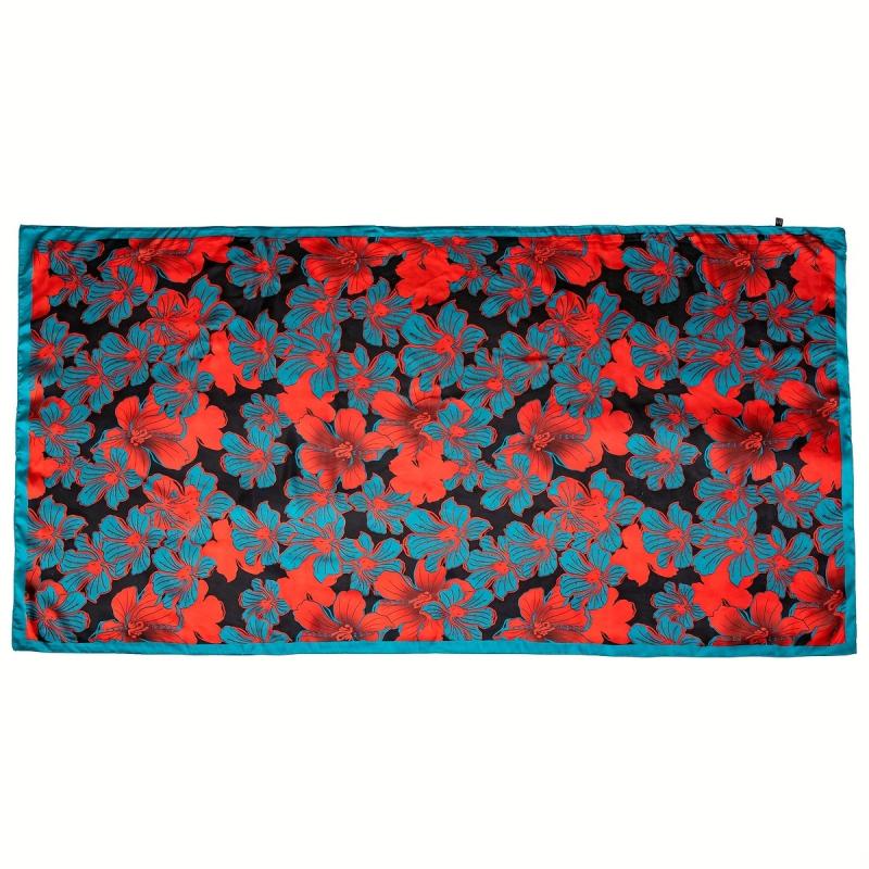 Lily Lower Pattern Silk Scarf Shawl Wrap Head Wrap