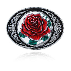 Western Cowboy Style Rose Pattern Belt Buckle in 3 Colors