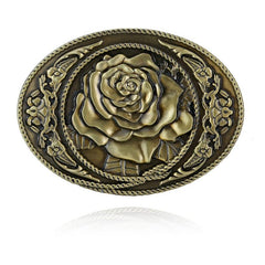 Western Cowboy Style Rose Pattern Belt Buckle in 3 Colors