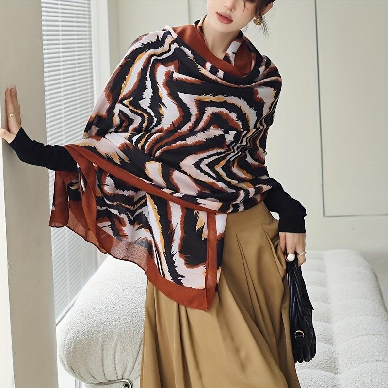Classic Stripe Print Long Scarf Vintage Shawl Warm Wrap Women Head Wraps Silk