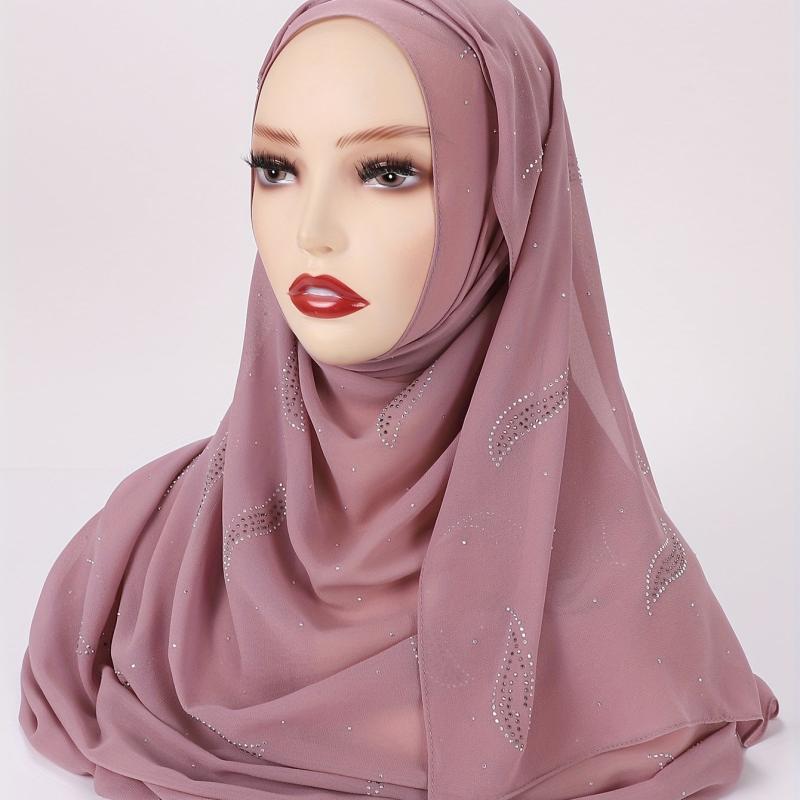 Wavy Leaf Chiffon Scarf Hijab Classic Shawl Head Wrap Women Hair Accessory