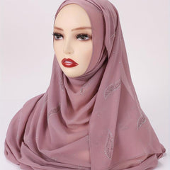 Wavy Leaf Chiffon Scarf Hijab Classic Shawl Head Wrap Women Hair Accessory