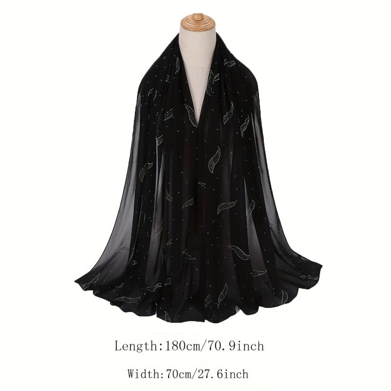 Wavy Leaf Chiffon Scarf Hijab Classic Shawl Head Wrap Women Hair Accessory