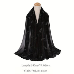 Wavy Leaf Chiffon Scarf Hijab Classic Shawl Head Wrap Women Hair Accessory