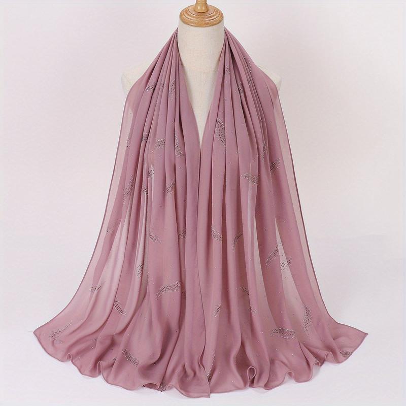 Wavy Leaf Chiffon Scarf Hijab Classic Shawl Head Wrap Women Hair Accessory