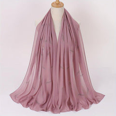 Wavy Leaf Chiffon Scarf Hijab Classic Shawl Head Wrap Women Hair Accessory