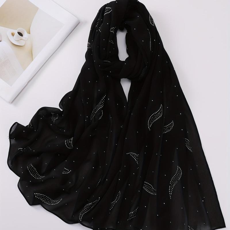 Wavy Leaf Chiffon Scarf Hijab Classic Shawl Head Wrap Women Hair Accessory