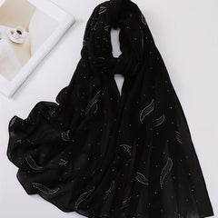 Wavy Leaf Chiffon Scarf Hijab Classic Shawl Head Wrap Women Hair Accessory