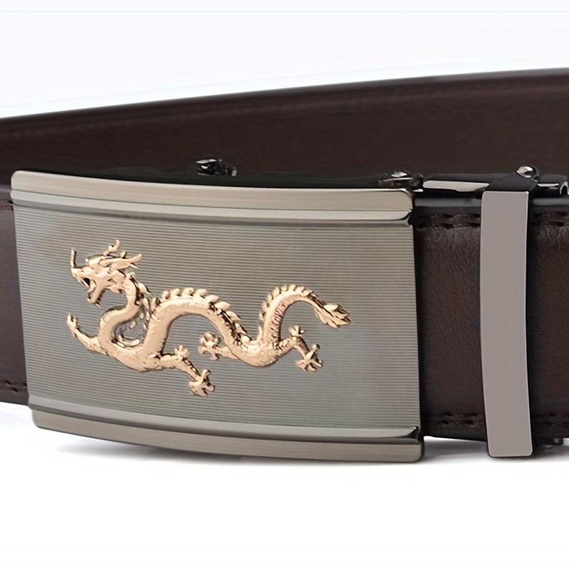 Men's Dragon Style Leather Belt Automatic Buckle