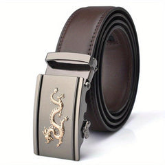 Men's Dragon Style Leather Belt Automatic Buckle