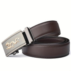 Men's Dragon Style Leather Belt Automatic Buckle