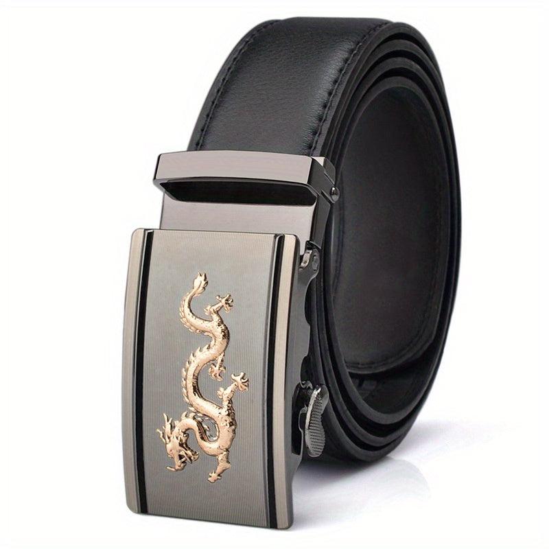 Men's Dragon Style Leather Belt Automatic Buckle